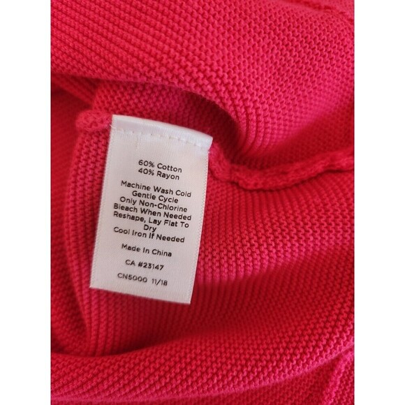 Talbots Womens Sweater Pink Waffle Knit 3/4 Sleeve Button Detail Pullover Sz XS - Picture 7 of 10